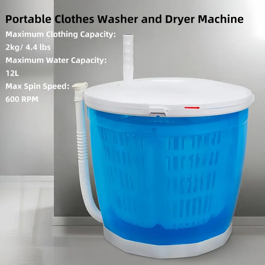 Clothes Washer and Dryer Machine, Manual Hand Crank Washing Machine and Spin Dryer Combo, NonElectric Travel Washing Machine for
