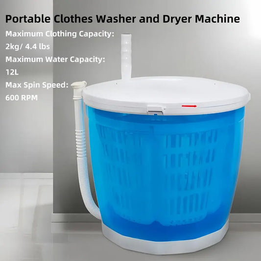 Clothes Washer and Dryer Machine, Manual Hand Crank Washing Machine and Spin Dryer Combo, NonElectric Travel Washing Machine for