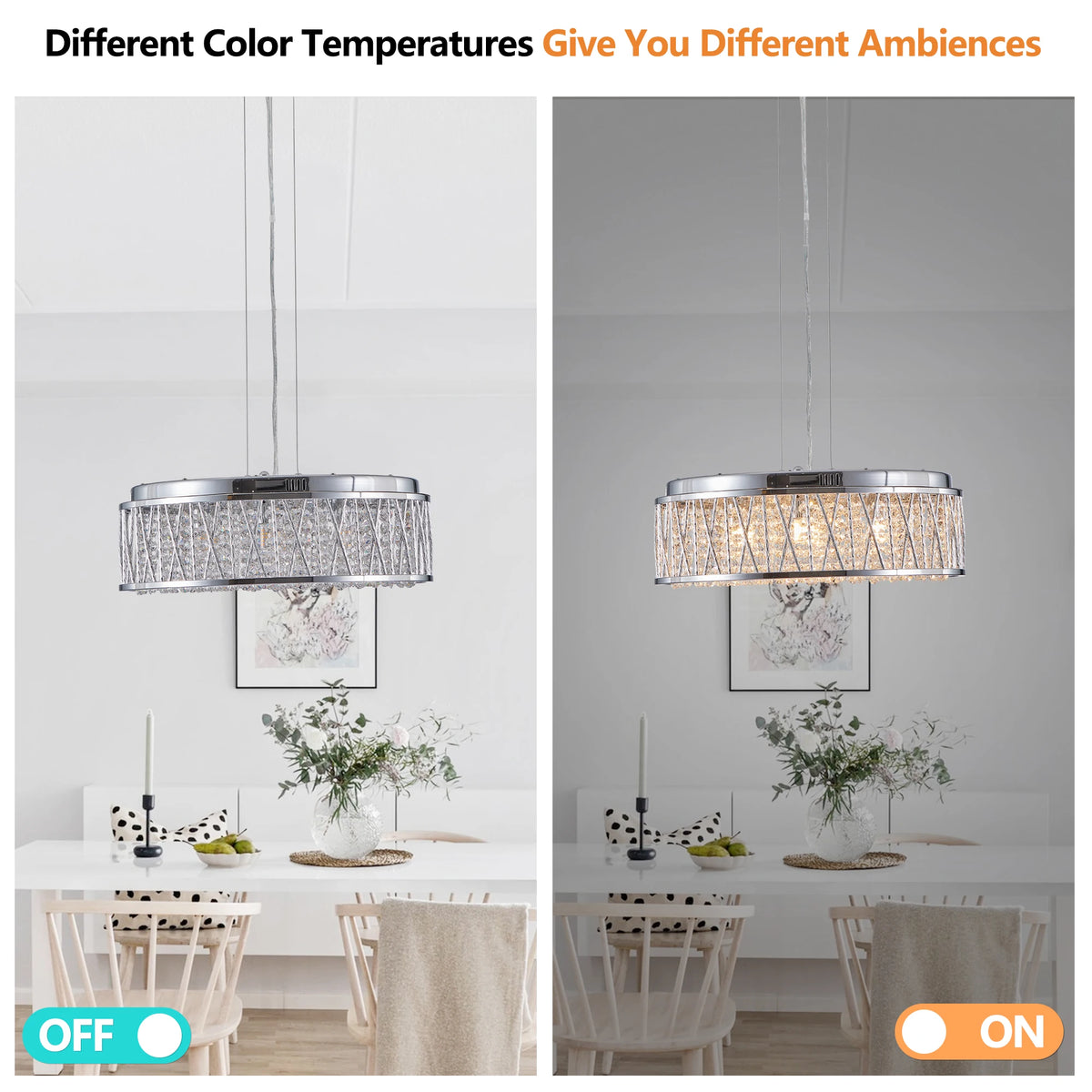 Modern Crystal Chandelier 18.9 Inches Aluminum+Iron Round Ceiling Light Flush Mount Ceiling Light Fixture