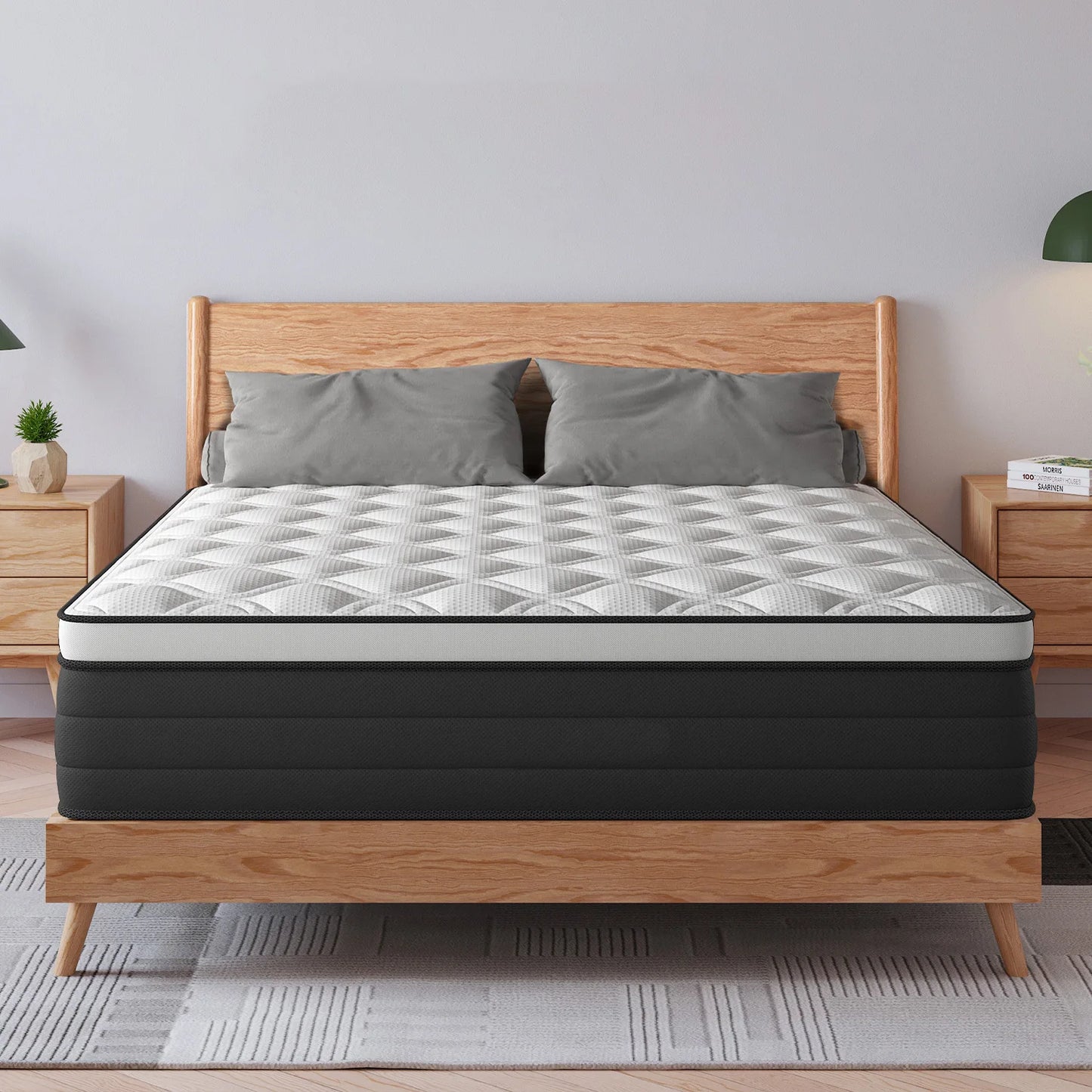Twin Full King Queen Mattress in A Box, 12/14 Inch Hybrid Memory Mattresses Euro Top Medium Firm for Back & Lumbar Support