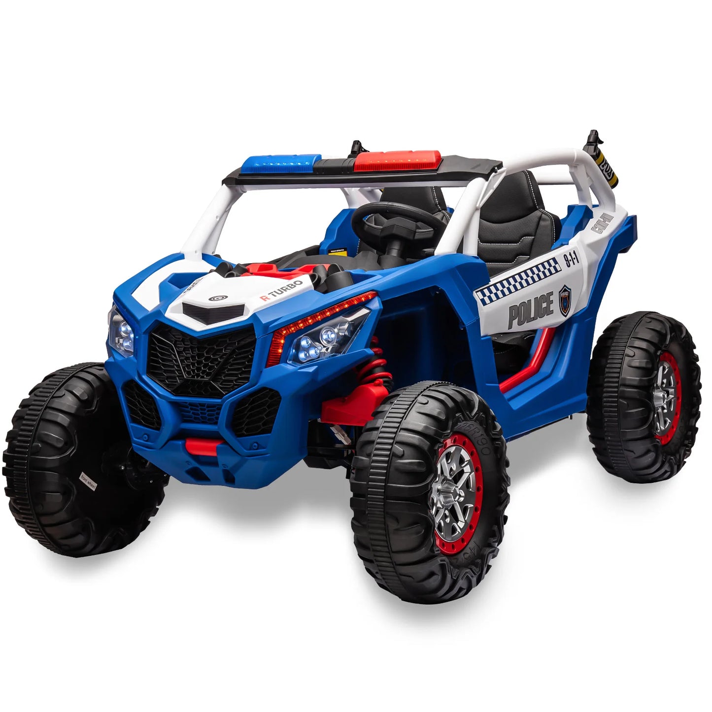 24V 2-Seater UTV 4WD Ride On Toys with Remote Control Powerful Electric Vehicle 4 Shock Absorbers, Leather Seats Music and Light