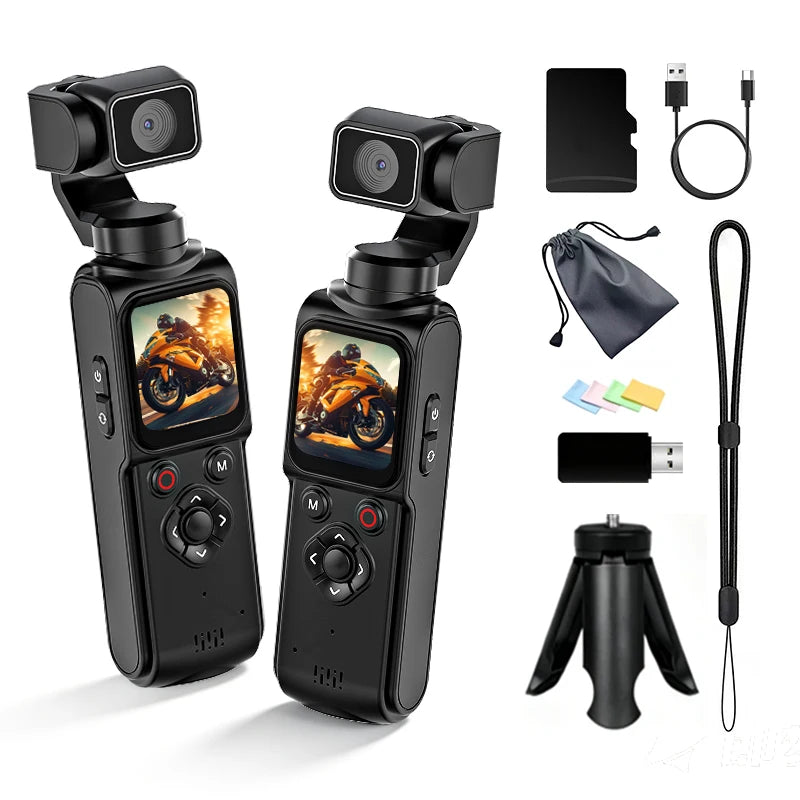 330° Rotatable Lens Action Camera AI Face Tracking 4K Ultra HD Video Recording WiFi Transfer Hands-Free POV Vlog Camera For Travel Interview Tutorial