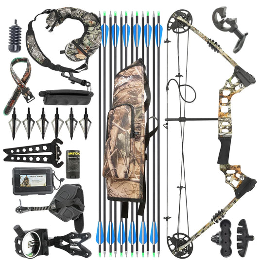 Compound Bow Complete Set 20-70lbs 320FPS 80% Let-off RH Full Archery Accessories for Outdoor Hunting Target Shooting