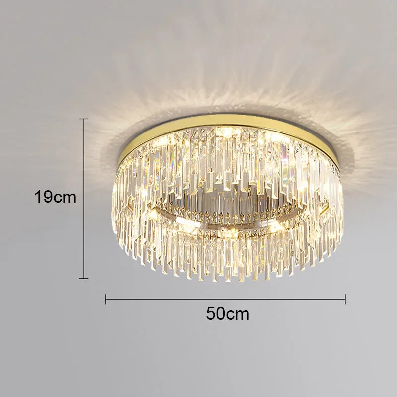 Modern Round Luxury Crystal LED Ceiling Lamps Minimalist Living Room Decor Chandelier Bedroom Whole House Indoor Lighting Home