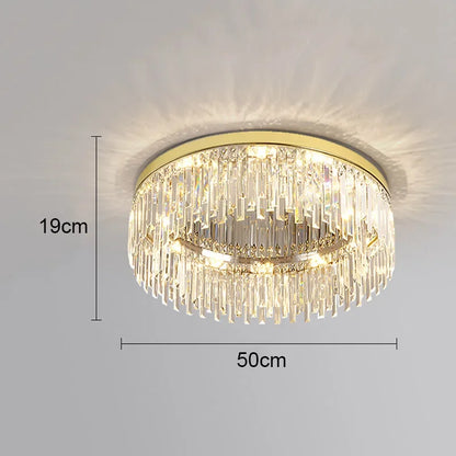 Modern Round Luxury Crystal LED Ceiling Lamps Minimalist Living Room Decor Chandelier Bedroom Whole House Indoor Lighting Home