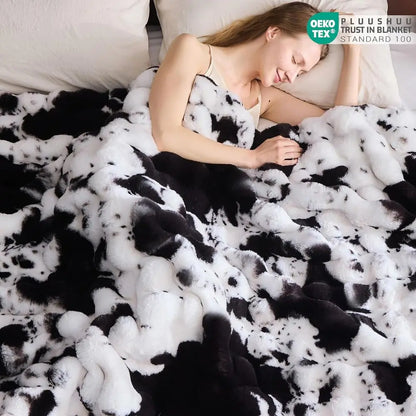 Faux Fur Throw Blanket for Couch, Fluffy Fuzzy Plush Bubble Blanket, Soft Warm Cozy Shaggy Rabbit Blanket, Luxury Decorative Gif