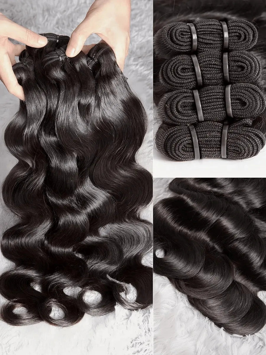 SIXQUEEN 15A Human Hair Bundles 34 36 38 40Inch Body Wave Unprocessed Vietnamese Hair 1/3/4 Bundles Extensions Quick Weave Human Hair Natural Black