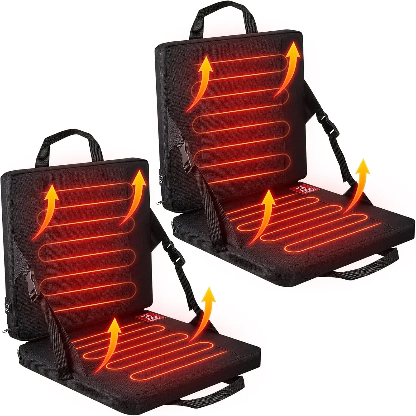 2 Pieces Heated Folding Chair Cushion, USB Electric Heating for Boat, Camping, Hiking, Fishing