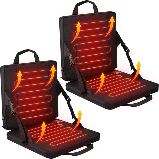 2 Pieces Heated Folding Chair Cushion, USB Electric Heating for Boat, Camping, Hiking, Fishing