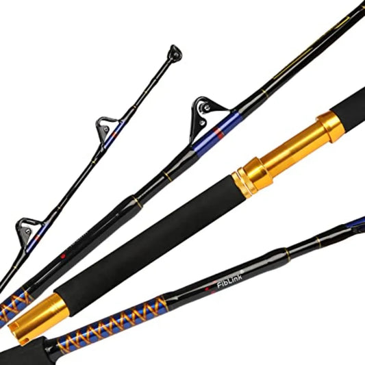 Saltwater Fishing Trolling Rod 1 Piece 2 Piece Heavy Roller Rod for Big Game Conventional Boat Fishing with Roller Guid