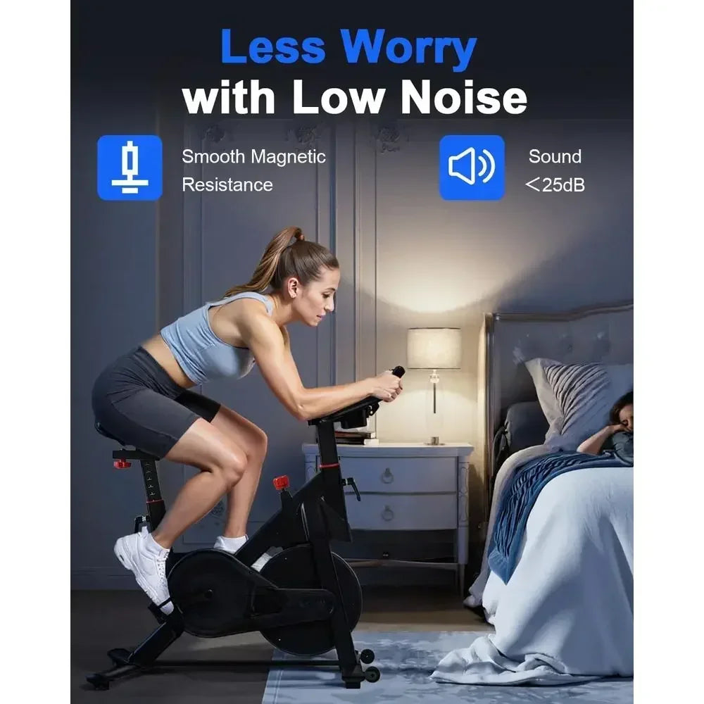 Quiet Spin Bike with 300LB Capacity, LCD Monitor, and Cup Holder for Home Gym