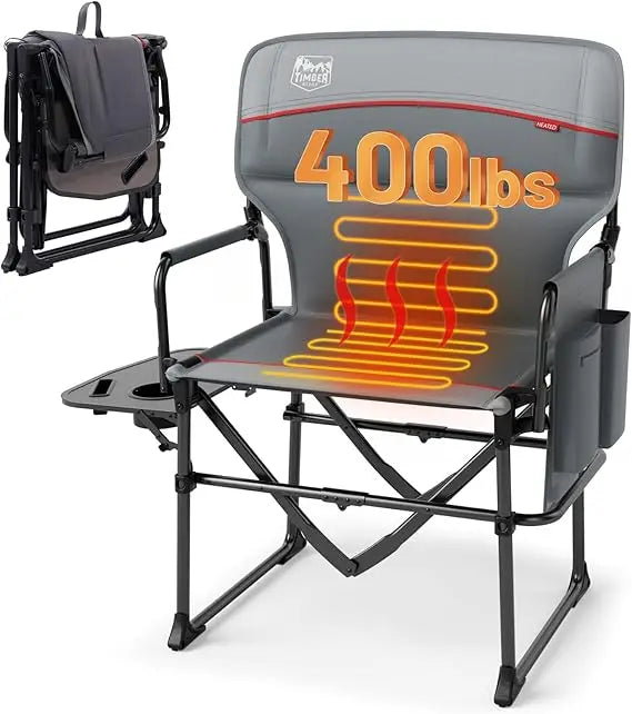 Rugged Aluminum Heated Camping Chair with Compact Design, Portable and Supports 400lbs