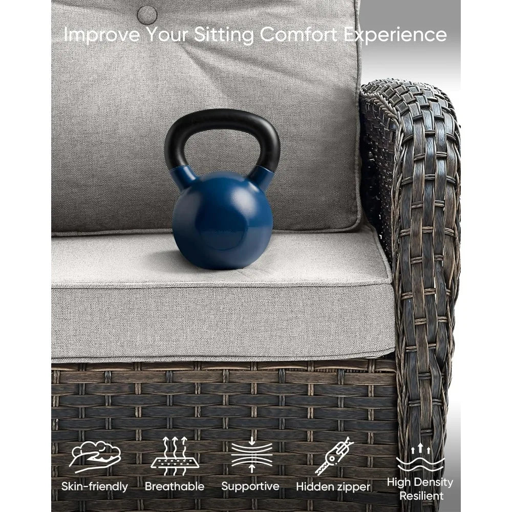 Outdoor Swivel Chairs,3 Pieces Patio Furniture Set with 360 Degree Wicker Swivel Rocking Chairs and Side Table for Garden,Porch