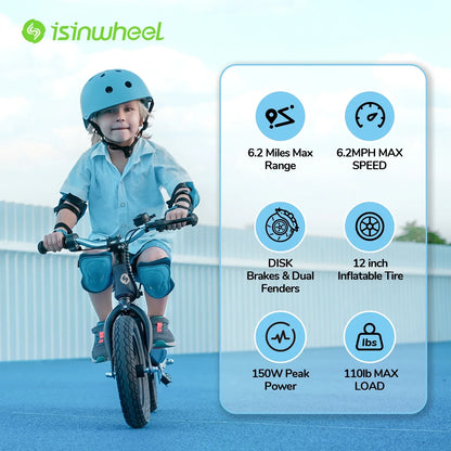 lsinwheel SK12 Children's Electric Bicycle 18V 2.5Ah Battery 150W Motor 12 inch tire Children E-bike