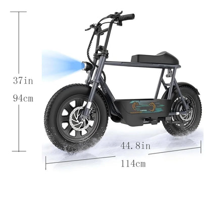 Peak 1200W Electric Scooter with Seat, 16 Inch Fat Tire Electric Scooter for Adults and Teens, E Scooter for Basket Commuting