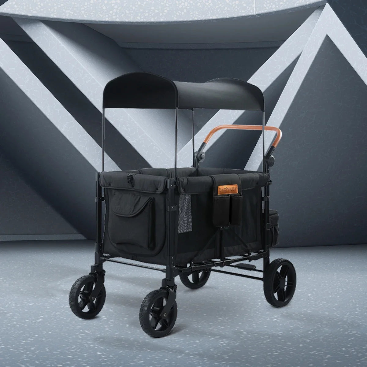 Foldable baby stroller, suitable for 4 children,portable outdoor camping vehicle,detachable roof, storage vehicle, autumn travel