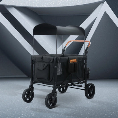 Foldable baby stroller, suitable for 4 children,portable outdoor camping vehicle,detachable roof, storage vehicle, autumn travel