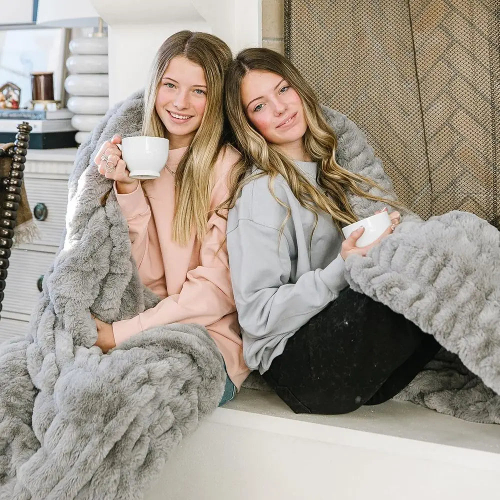 Ash Gray Minky Blanket – Ultra Soft Faux Fur Throw Blanket for Couch, Bed & Home – Fluffy, Warm & Luxurious – Chic Collection (X