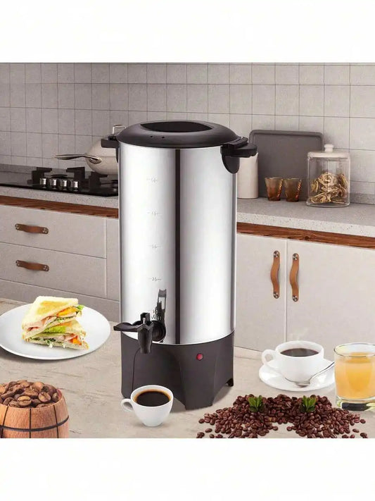 Commercial Coffee Urn, 50 Cups Stainless Steel Large Coffee Dispenser, 1000W 110V Electric Coffee Maker Urn For Quick Brewing, H