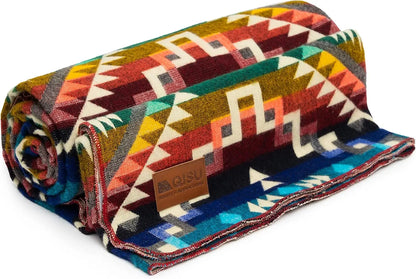 Large Wool Blanket Throw, Handmade in Ecuador, Ultra-Soft & Hypoallergenic, 94" x 78", Rainbow Colors