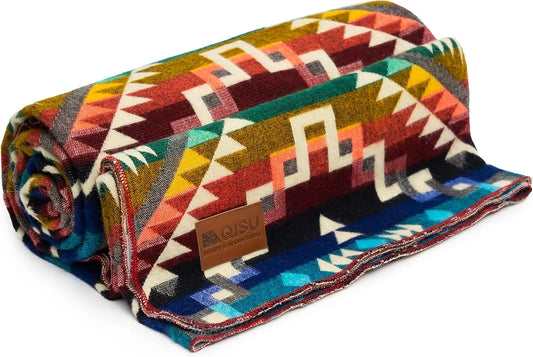 Large Wool Blanket Throw, Handmade in Ecuador, Ultra-Soft & Hypoallergenic, 94" x 78", Rainbow Colors
