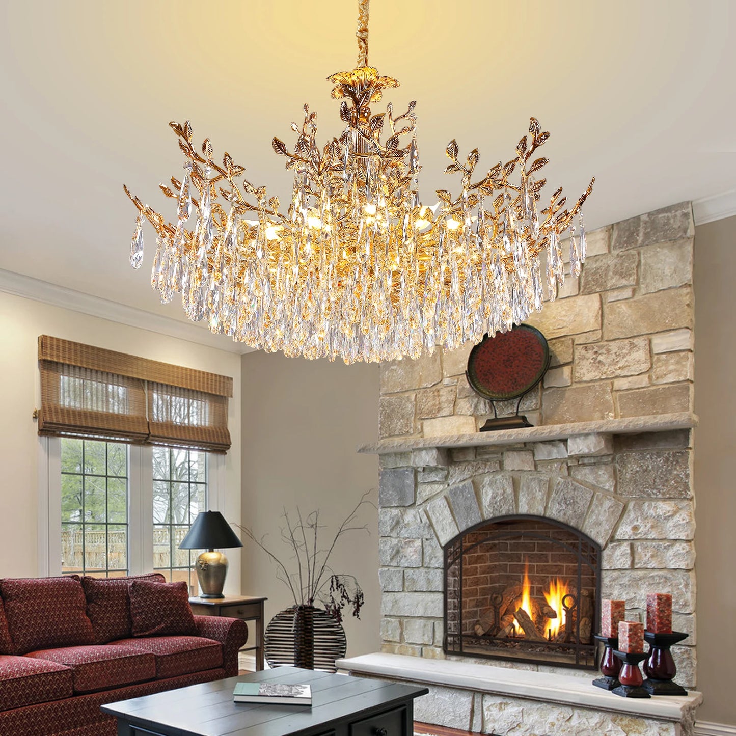 Modern Crystal LED Ceiling Chandelier for Living Room Luxury Dining Room Bedroom Pendant Lamp Gold Round Indoor Light Fixture