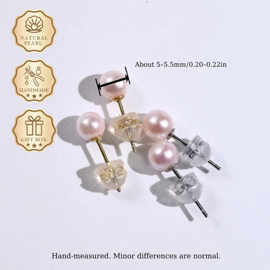 Mysoya Japan Akoya Pearl Stud Earrings 5-5.5mm Golden Silvery S925 Gift Box Valentine's Day Birthday Gift For Her