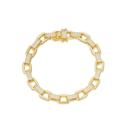 Link Chain Bracelet S925 Silver 1.2MM Moissanite Zircon 6-8.5 Adjustable Sizes