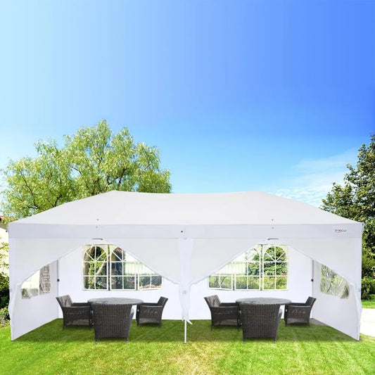 10x20 Ft Pop Up Canopy Tent with 6 Sidewalls, Canopy 10x20 with Carry Bag, Outdoor Gazebo Canopy Tent Camping Tent,Easy Setup