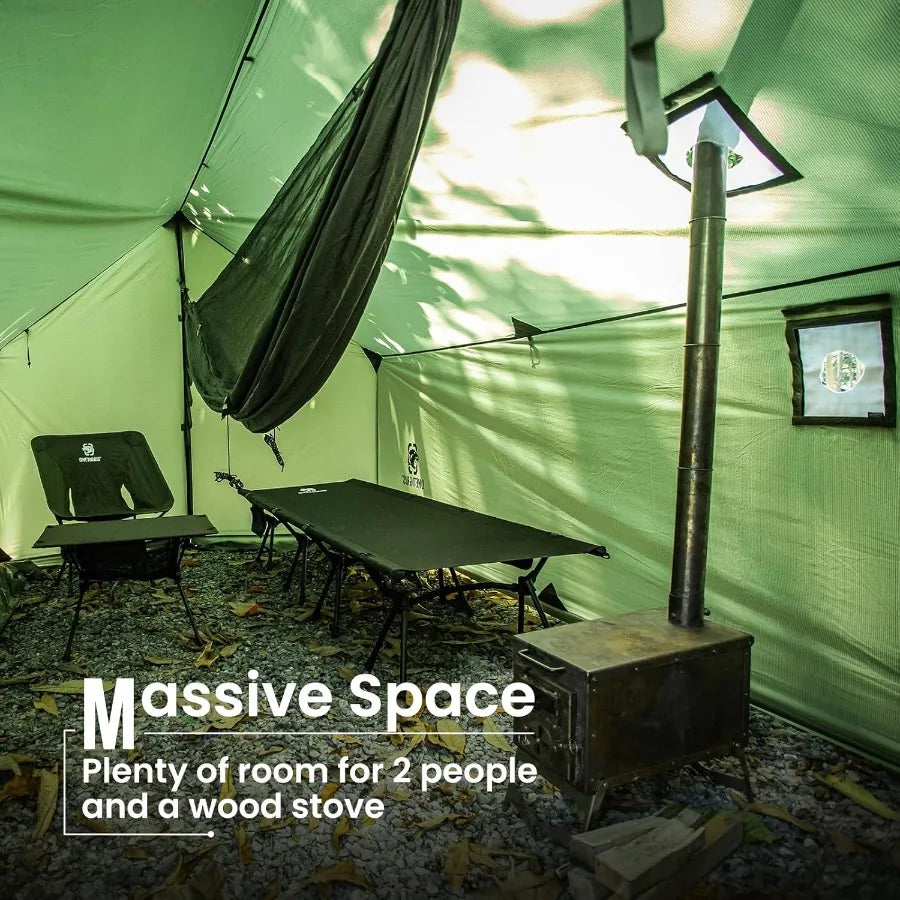 TEGIMEN Hammock Hot Tent with Stove Jack - Spacious Versatile Wall Tent with Snow Skirt for Cold Weather Camping 3000mm Waterpr