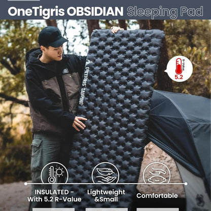 Obsidian Ultralight Insulated Sleeping Pad, 5.2R, Inflatable Camping Mat, 2.05lb, 74.4' x 24.8'