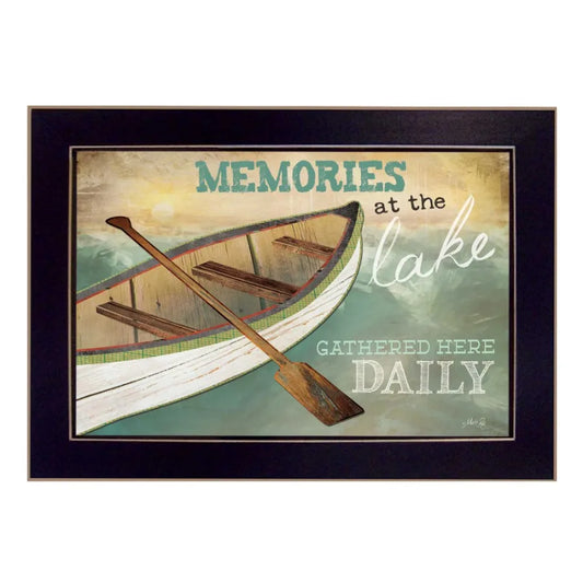 "Memories at the Lake" By Marla Rae Printed Wall Art Ready To Hang Framed Poster Black Frame