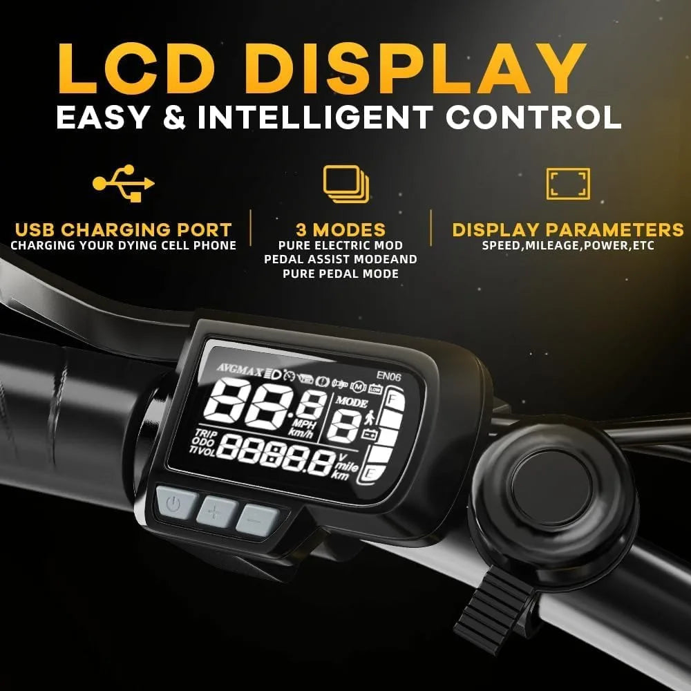 1000W Folding Electric Bike, 48V 20.8AH Large Removable Battery E-Bike, 30+MPH, 80 Miles Max Range, 20" Fat Tire Electric