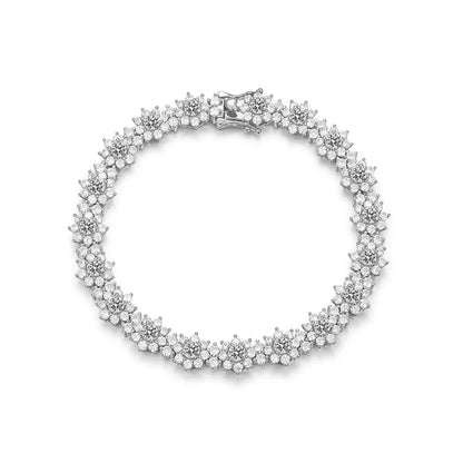 Sparkling Sunflower Bracelet S925 Silver 4.0MM Main Stone 6-8.5 Adjustable Sizes Luxury Jewelry