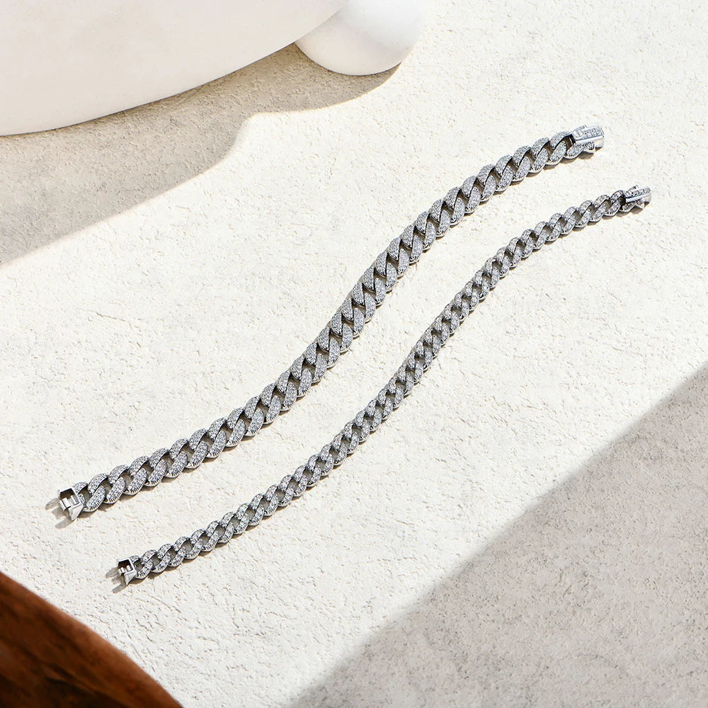 ATTAGEMS Moissanite Cuba Chain 100%S925 Sterling Silver for Man Women Classic Tennis Bracelet Fine Jewelry Shipping from the USA