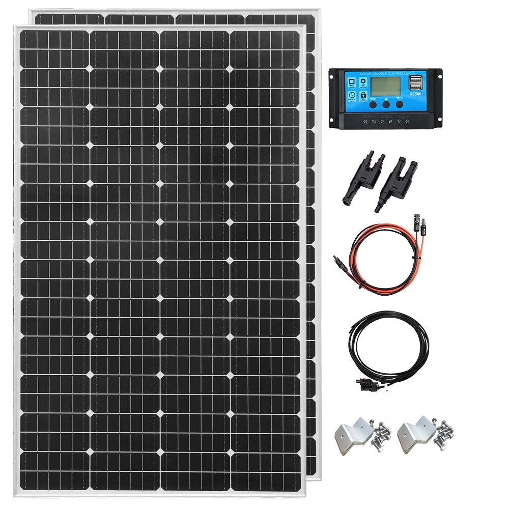19.8V 200W Glass Rigid Solar Panel China 26.4V 200W 400W Monocrystalline Waterproof Solar Panels Charging 12V Camping/Home/RV CE