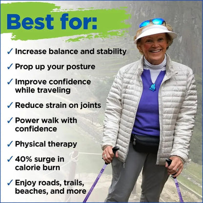 Adjustable Walking Poles for Balance & Rehab - Lightweight, Collapsible with Flip Locks - Supports Up to 230 lbs
