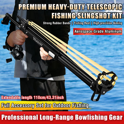 Complete Outdoor Fishing Slingshots Reel Kit with Telescopic Aluminum Rod for Fishing, Adult Professional Slingshot