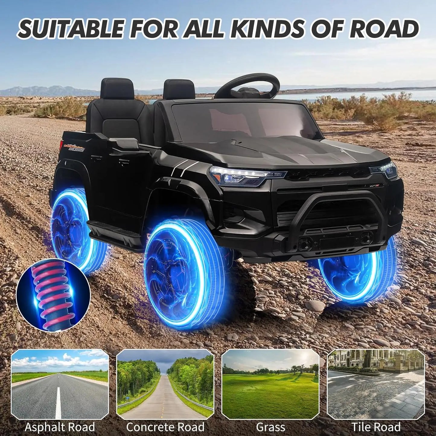 24V 2 Seater Kids Ride On Truck Electric Ride On Car Toy for Toddlers Battery Powered Vehicle with Remote Control, Trunk, Handle