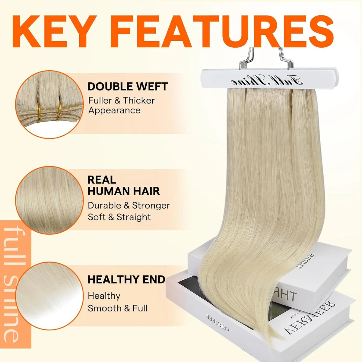 Full Shine Straight Human Hair Extensions Sew in Silky Skin Double Weft Hair Extensions For Salon