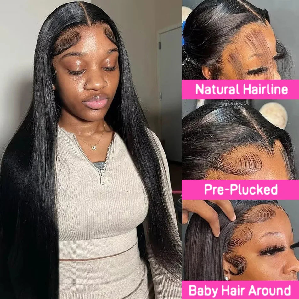210 Density 13x4 13x6 HD Transparent Bone Straight 30 40 Inches Lace Front Human Hair Wigs Brazilian Lace Frontal Wigs For Women