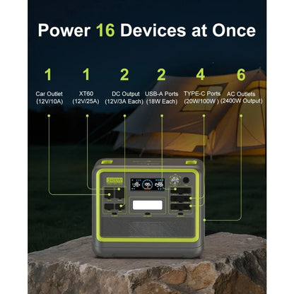 F2400 Portable Power Station,upgraded (4800W Peak) generador eléctrico portátil 2048Wh LiFePO4 Battery Solar Generator