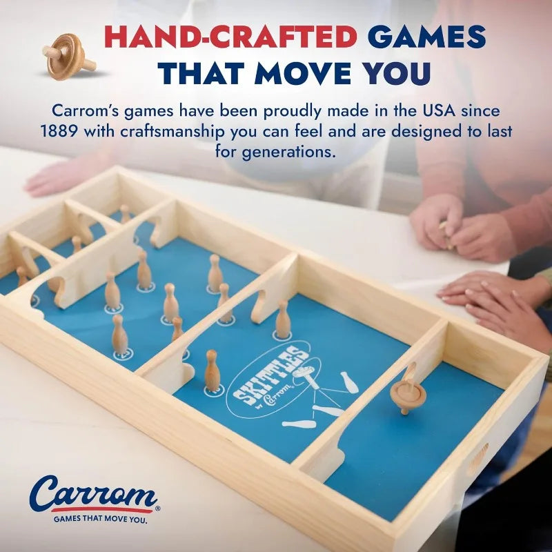 Carrom Skittles Game – Wooden Family Board Games for Family Night – Indoor and Outdoor Large Board Games for Adults & Children