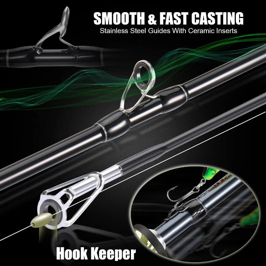 Baitcaster Combo 30Ton+24Ton Graphite 2Piece Blanks Casting Fishing Rod for Precision Angling in Freshwater and Sal