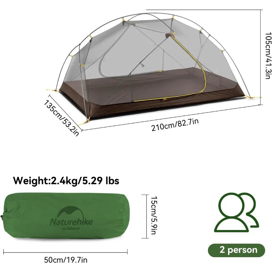 Mongar Backpacking Camping Tent 2 Person Lightweight 3 Season Waterproof Hiking Tent Double Crossbars Easy Setup Double Layer f