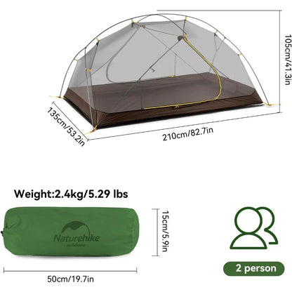 Mongar Backpacking Camping Tent 2 Person Lightweight 3 Season Waterproof Hiking Tent Double Crossbars Easy Setup Double Layer f