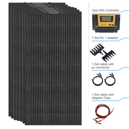 12V Flexible Solar Panel Kit 240W 360w 480W 600W 720W Charge Controller Cable for Battery RV Trailer Boat Cabin Caravan Truck