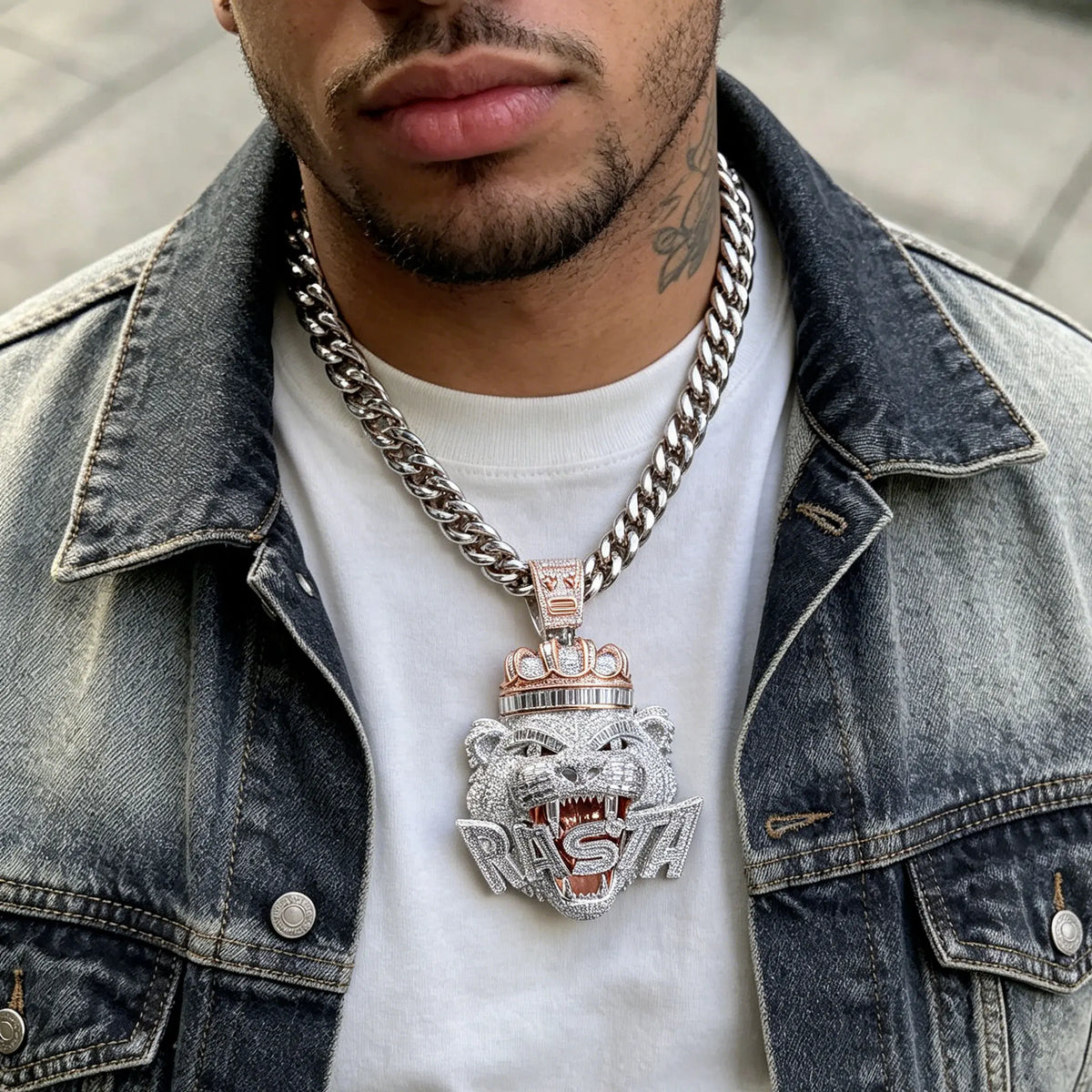 Luxurious Design Lion Head Letter Combination Pendant Necklace, Crown Jewelry, Perfect Holiday/Birthday Gift for Boyfriends