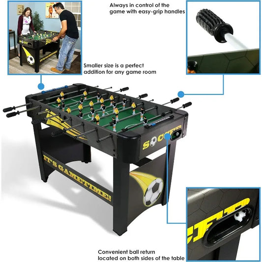 Sunnydaze 48-Inch Foosball Table for Home, Game Room with 2 Balls - Standard Size Soccer Tabletop