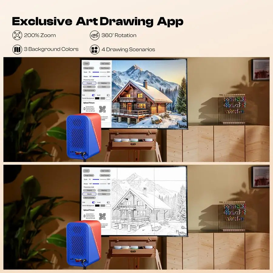 P1 Art Projector with Exclusive Drawing App for Artists, Portable Auto Focus amp Keystone LED Projector for Drawing and Tracing,